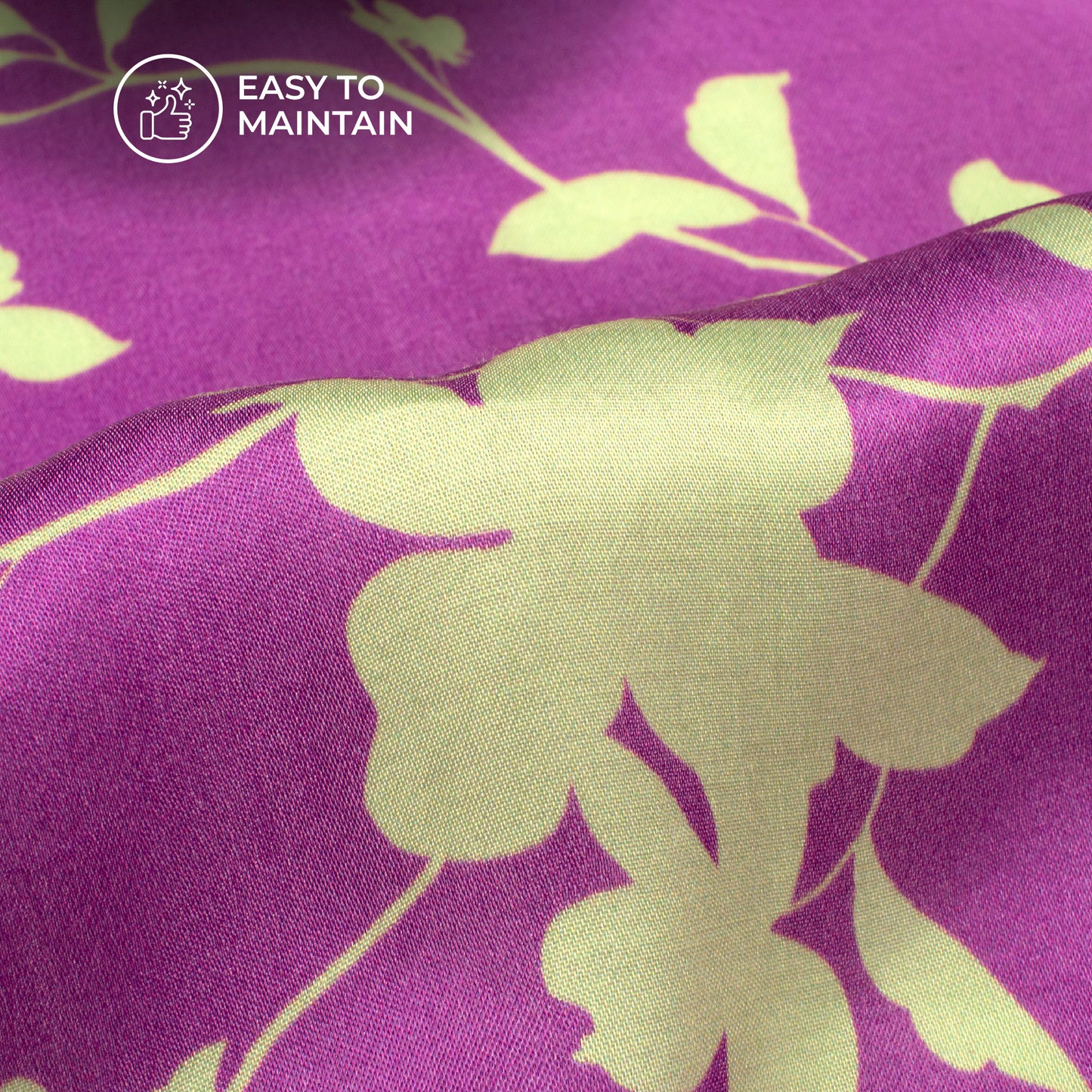 Purple Violet Floral Digital Print Viscose Gaji Silk Fabric