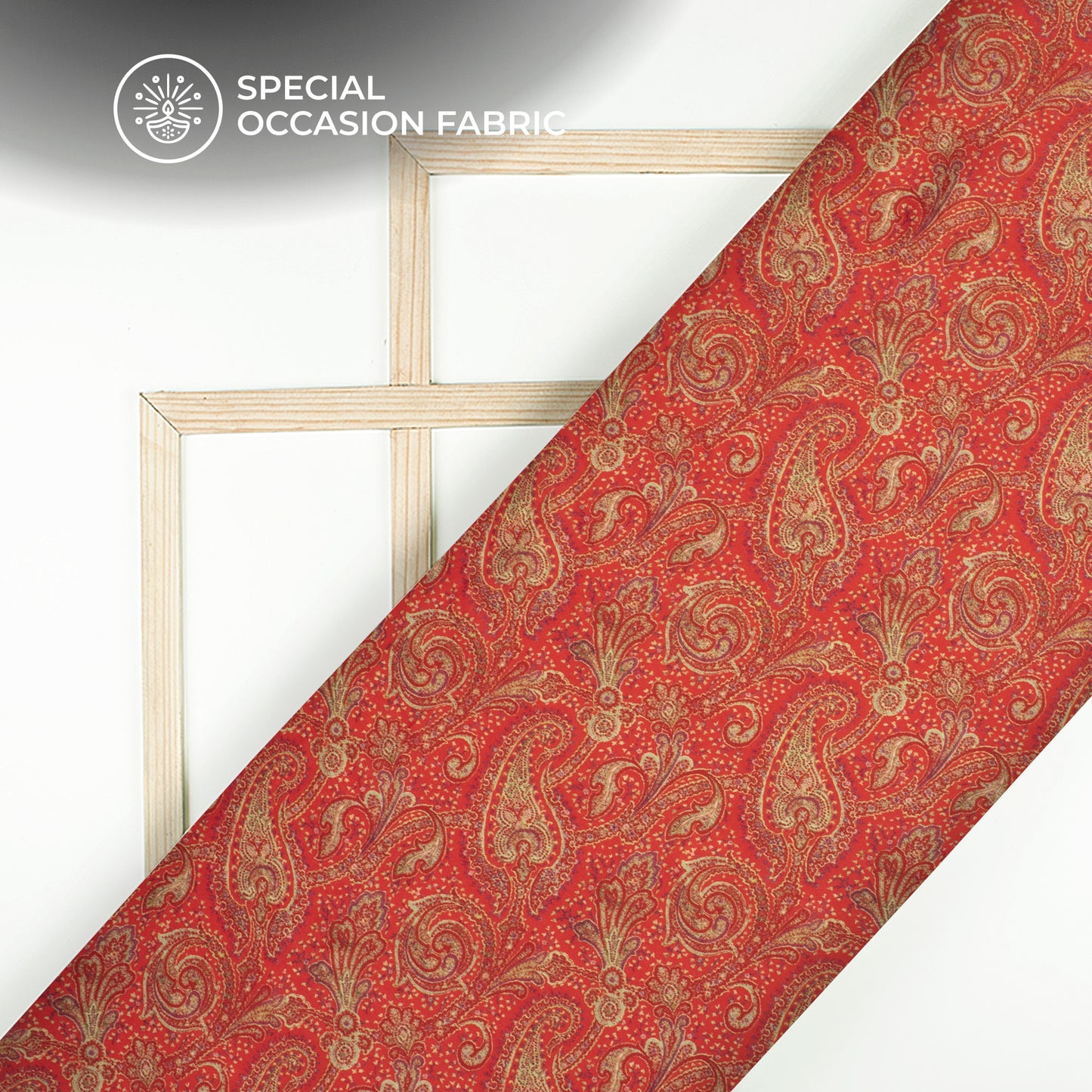 Cardinal Red Paisley Digital Print Viscose Gaji Silk Fabric