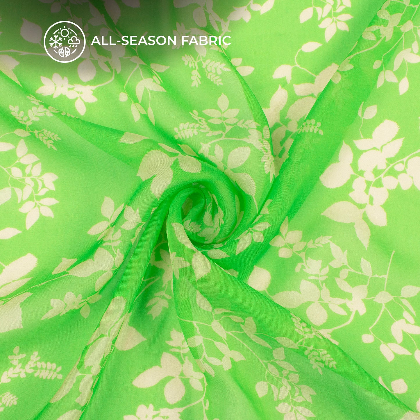 Neon Floral Digital Print Pure Organza Fabric