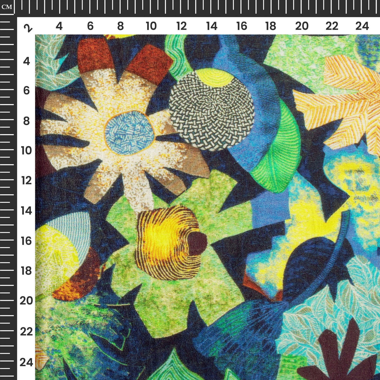 Multi-Color Floral Digital Print Bemberg Raw Silk Fabric