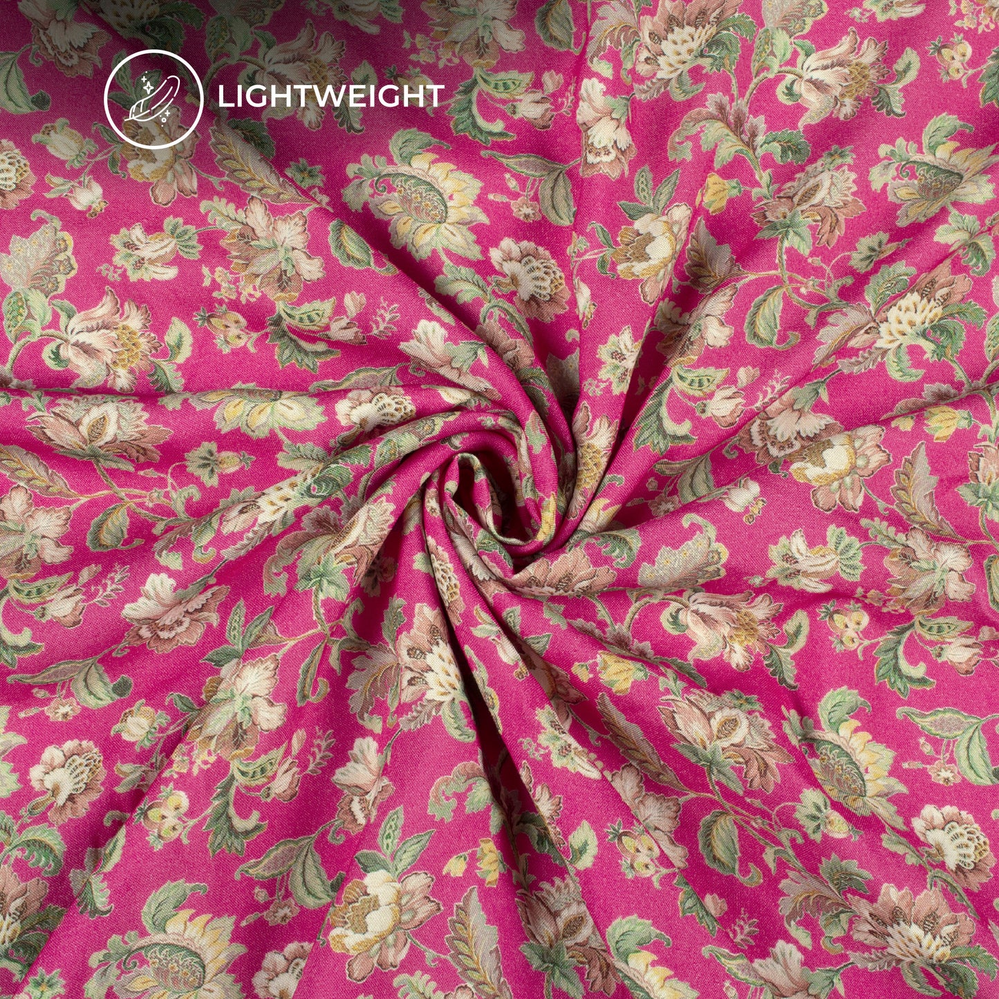 Fuscia Pink Floral Digital Print Viscose Rayon Fabric(Width 58 Inches)