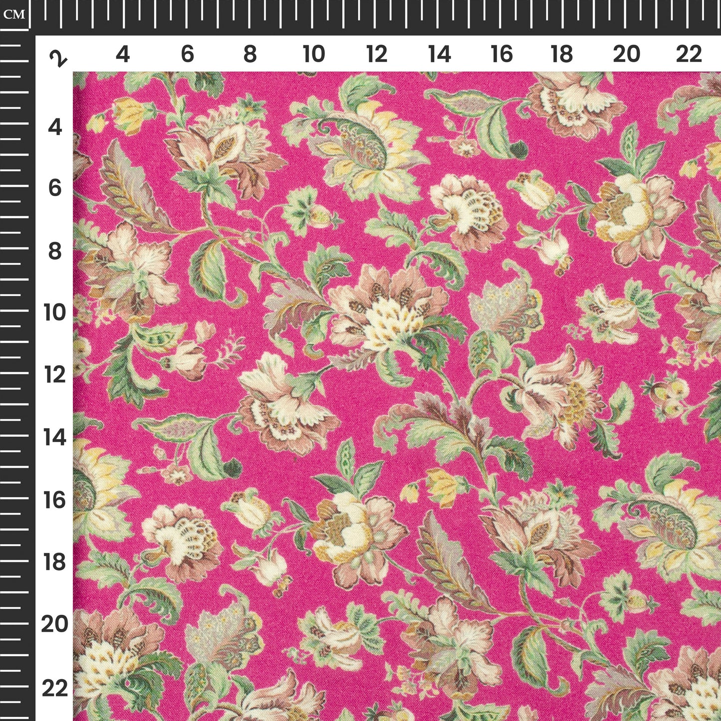 Fuscia Pink Floral Digital Print Viscose Rayon Fabric(Width 58 Inches)