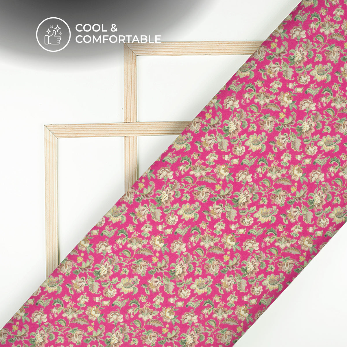 Fuscia Pink Floral Digital Print Viscose Rayon Fabric(Width 58 Inches)