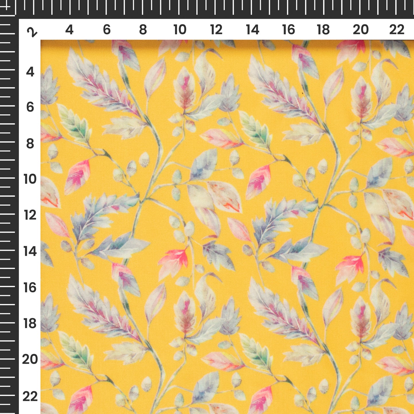 Mustard Floral Digital Print Modal Satin Fabric