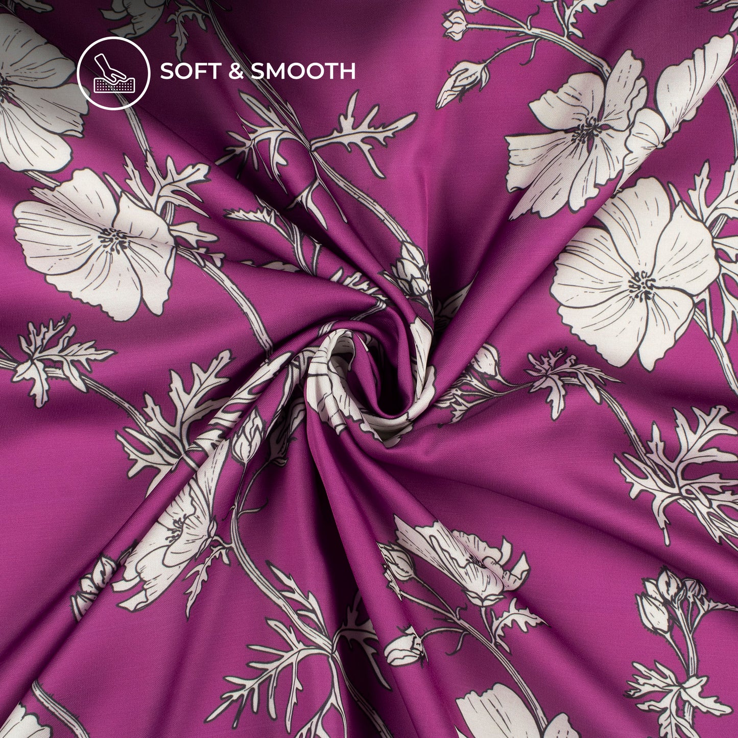 Puple Floral Digital Print Modal Satin Fabric