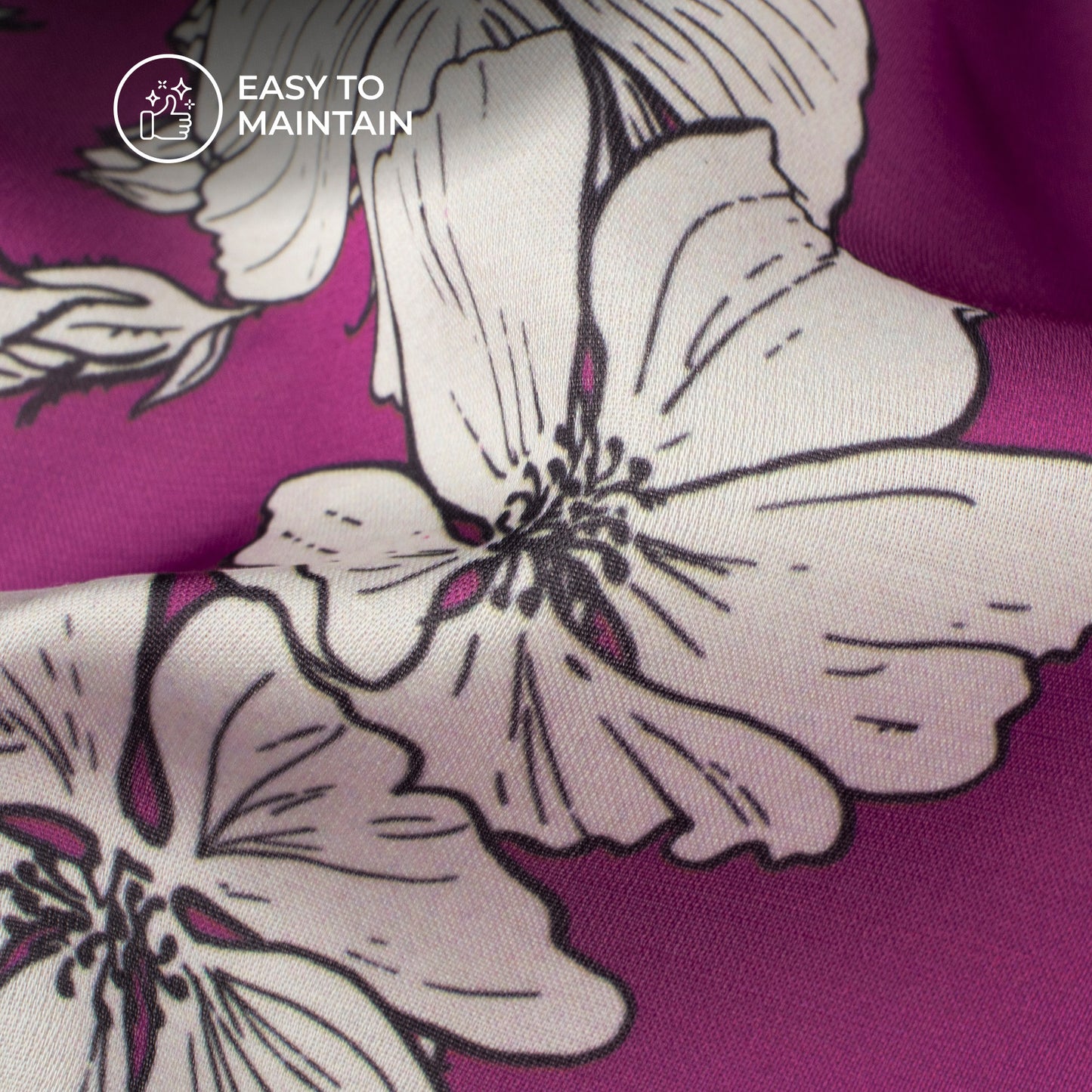 Puple Floral Digital Print Modal Satin Fabric
