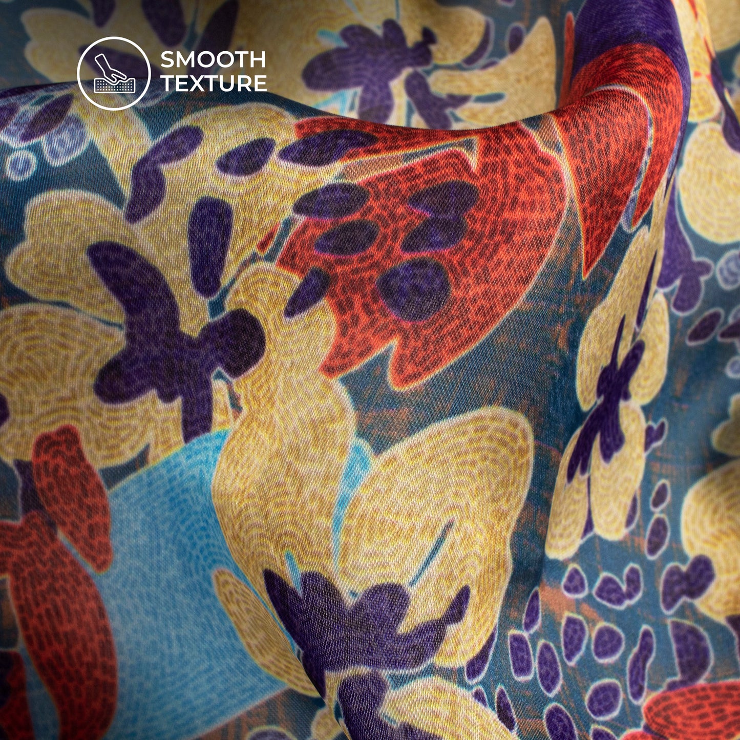 Maroon Floral Digital Print Georgette Satin Fabric