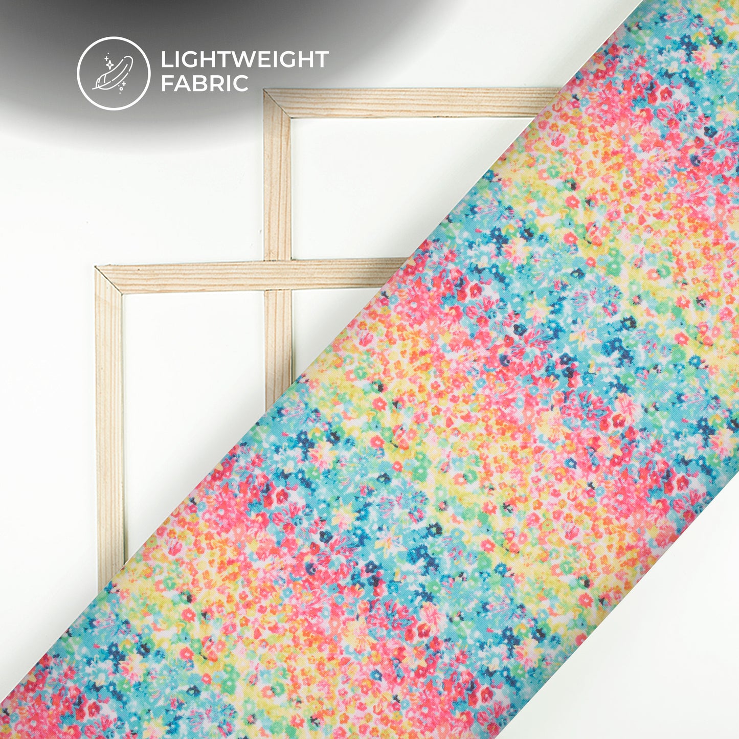 Pink Floral Digital Print Kota Doria Fabric