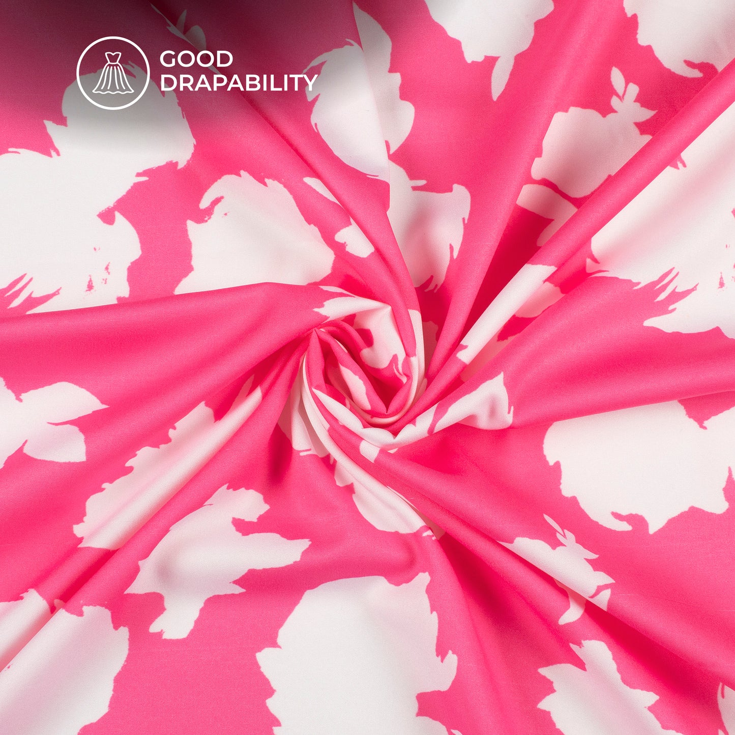 Pink Floral Digital Print Butter Crepe Fabric