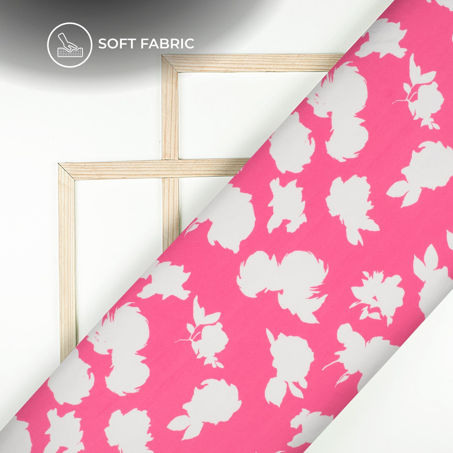 Pink Floral Digital Print Butter Crepe Fabric