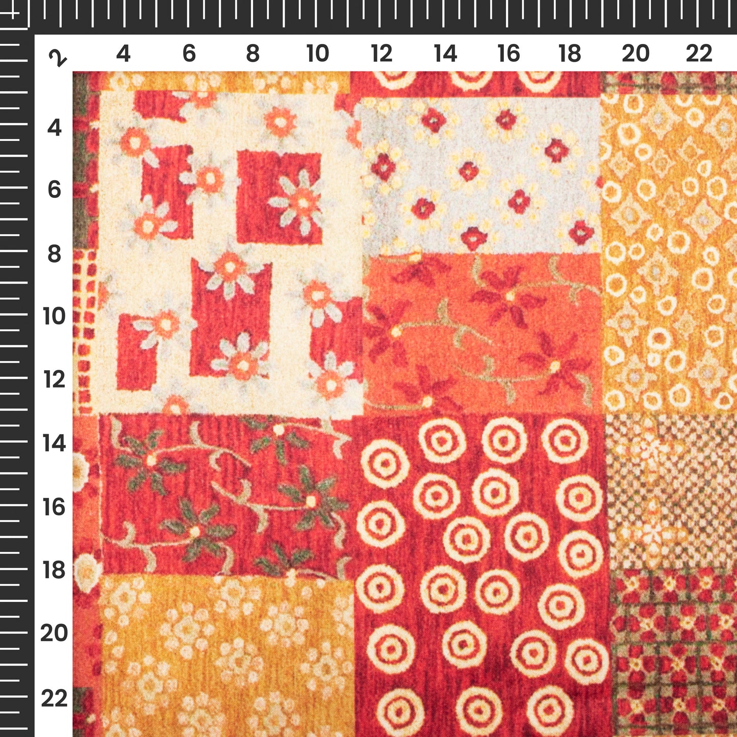 Burnt Umber Traditional Digital Print Charmeuse Satin Fabric (Width 58 Inches)