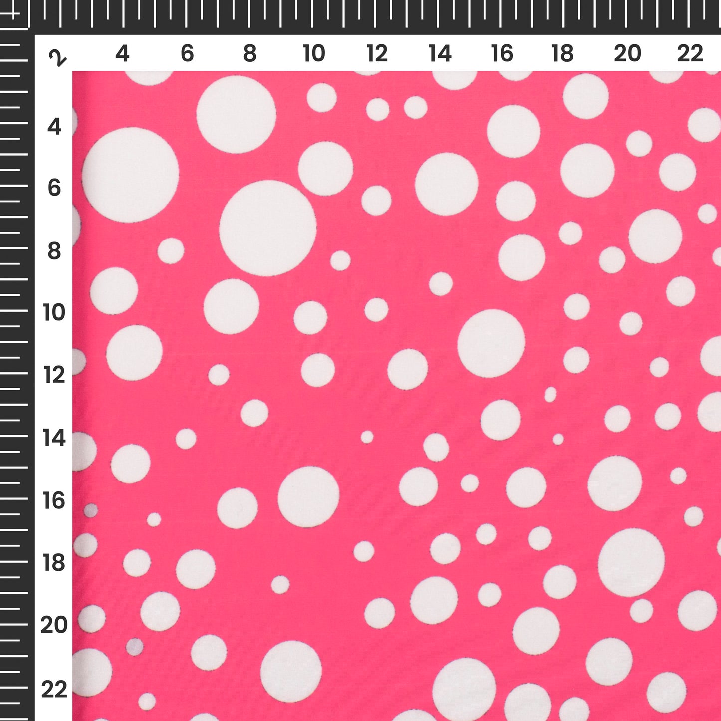Pink Polka Dot Digital Print Crepe Satin Fabric
