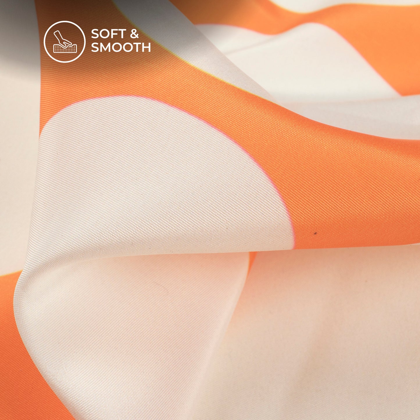 Tiger Orange Polka Dot Digital Print Crepe Satin Fabric