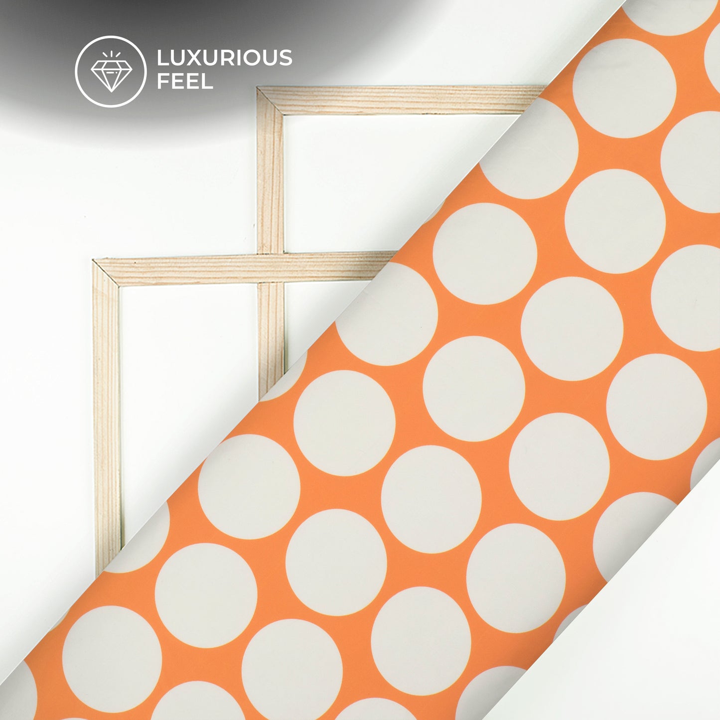 Tiger Orange Polka Dot Digital Print Crepe Satin Fabric