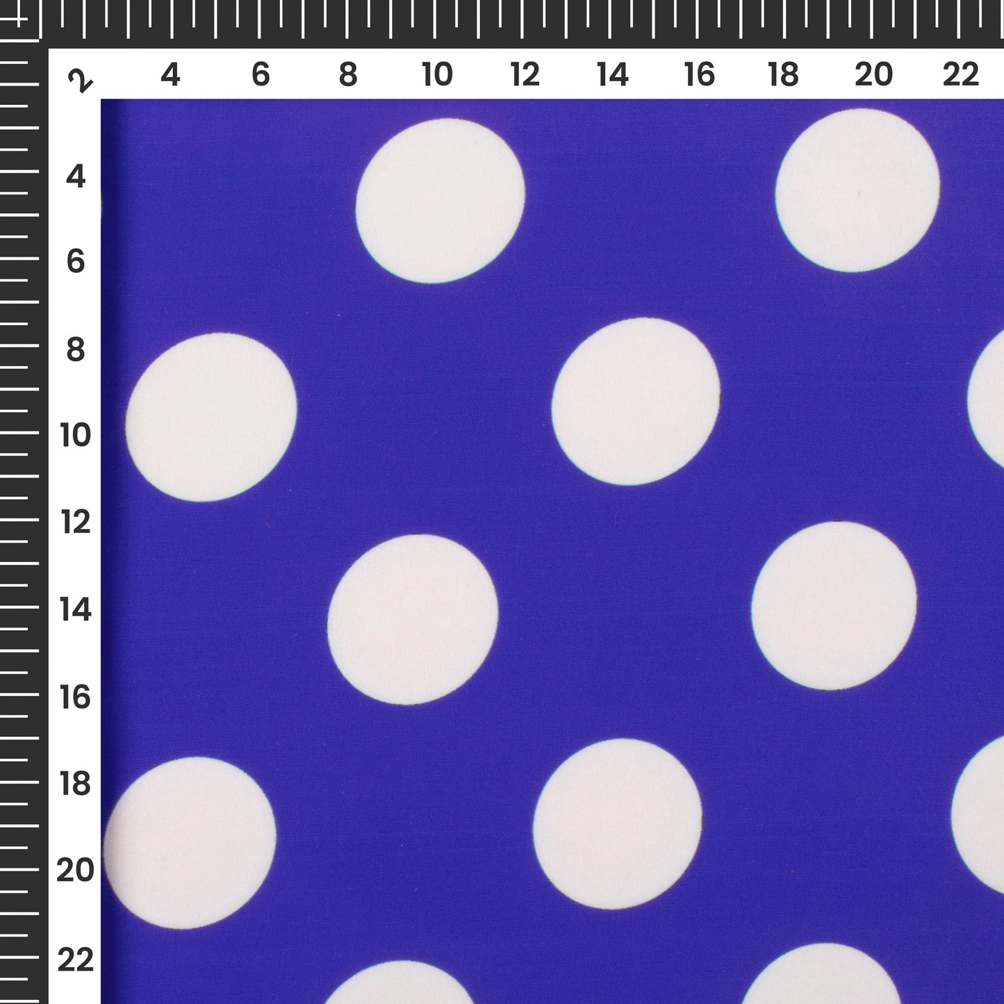 Royal Blue Polka Dot Digital Print Crepe Satin Fabric