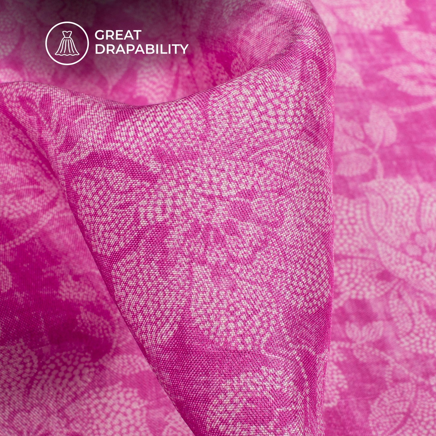 Bubblegum Pink Digital Print Viscose Uppada Silk Fabric