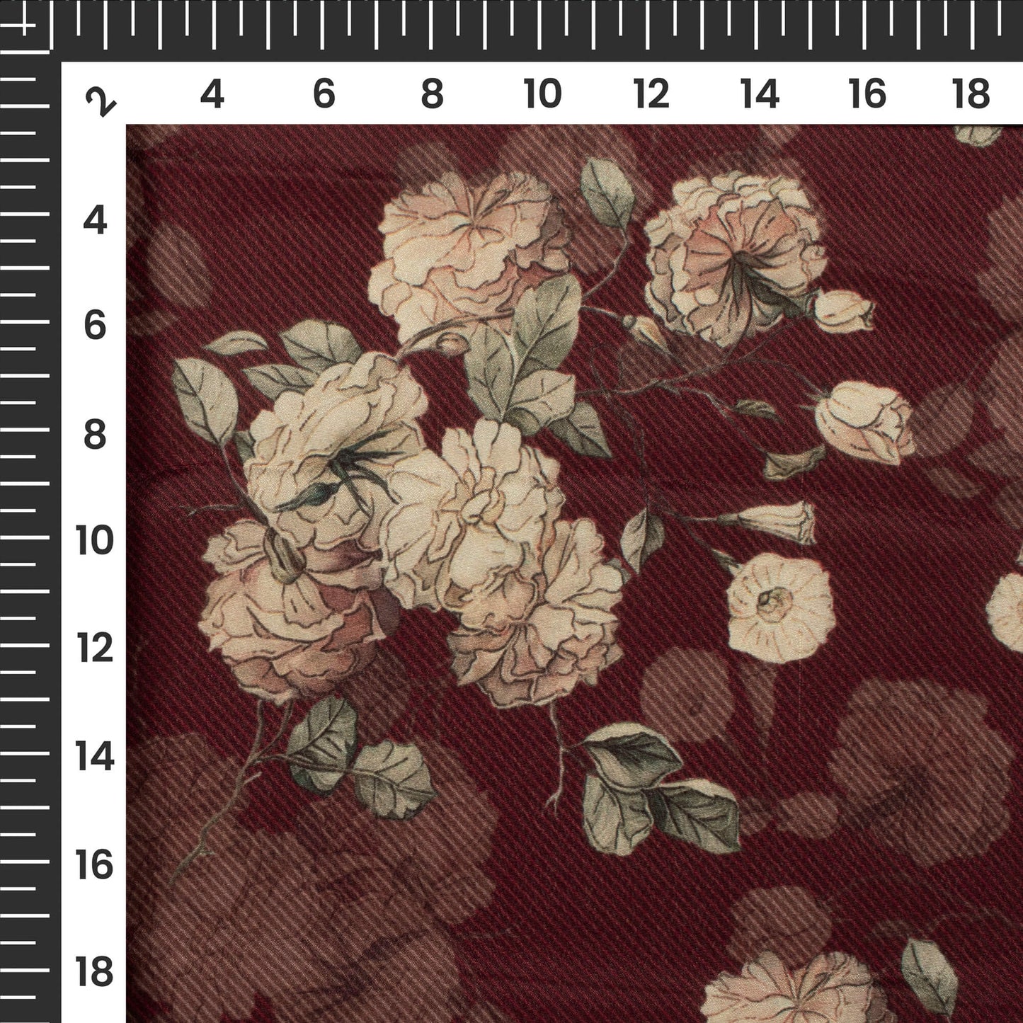 Pecan Brown Floral Digital Print Crepe Silk Fabric