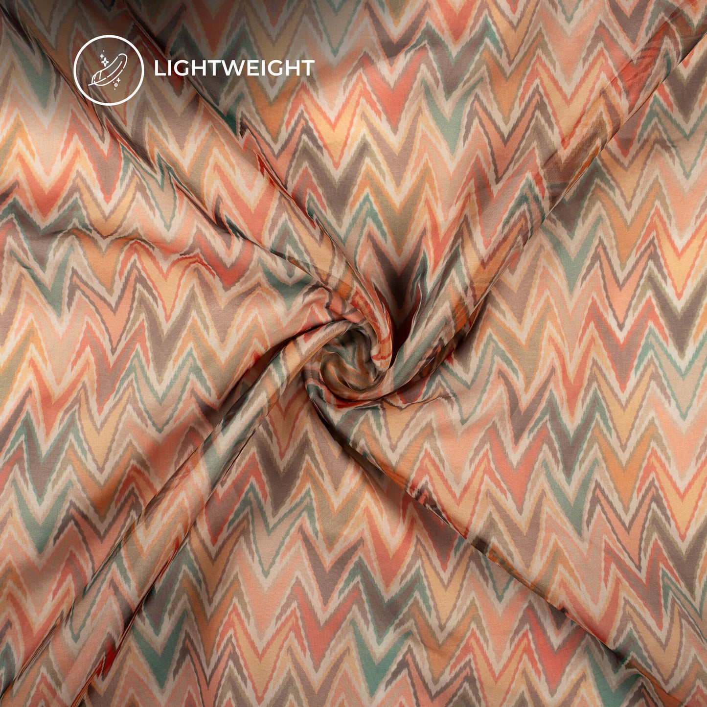 Multi Color Chevron Digital Print Matt Organza Fabric