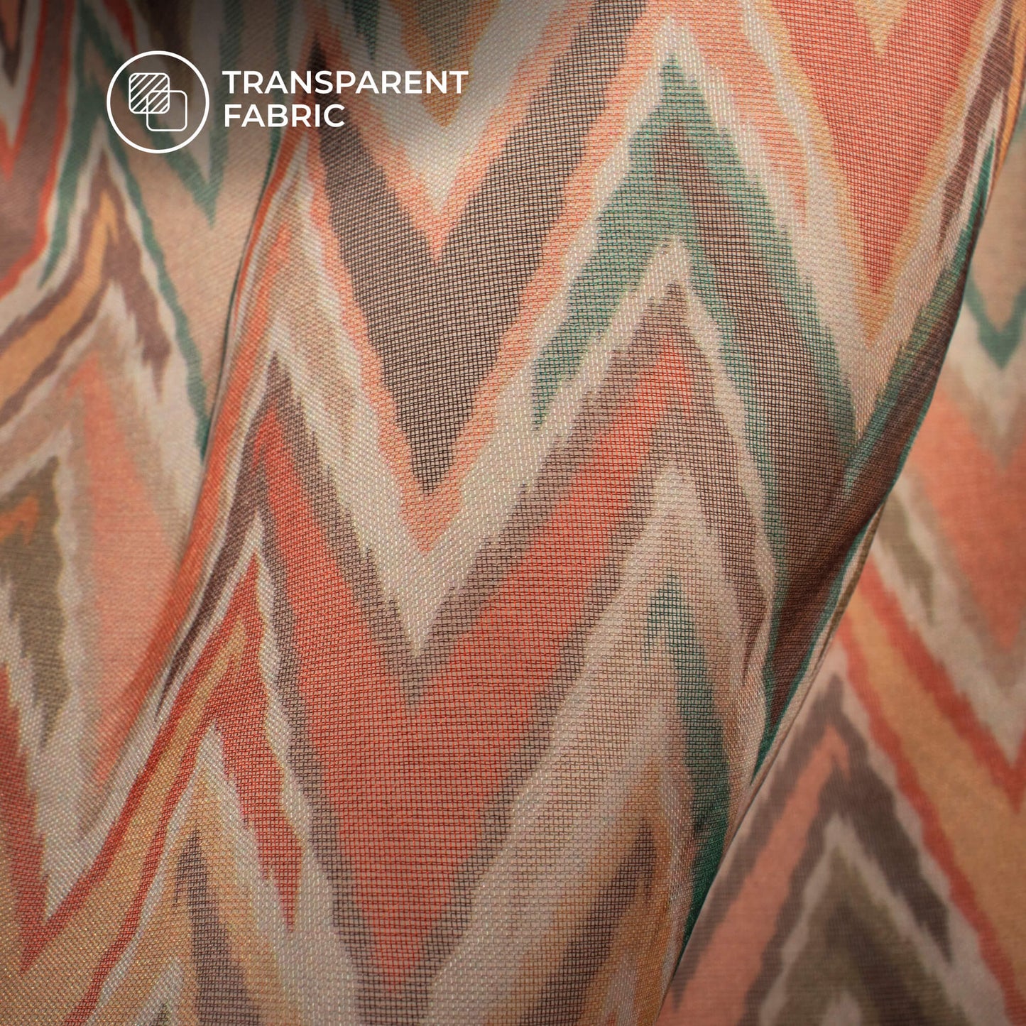 Multi Color Chevron Digital Print Matt Organza Fabric