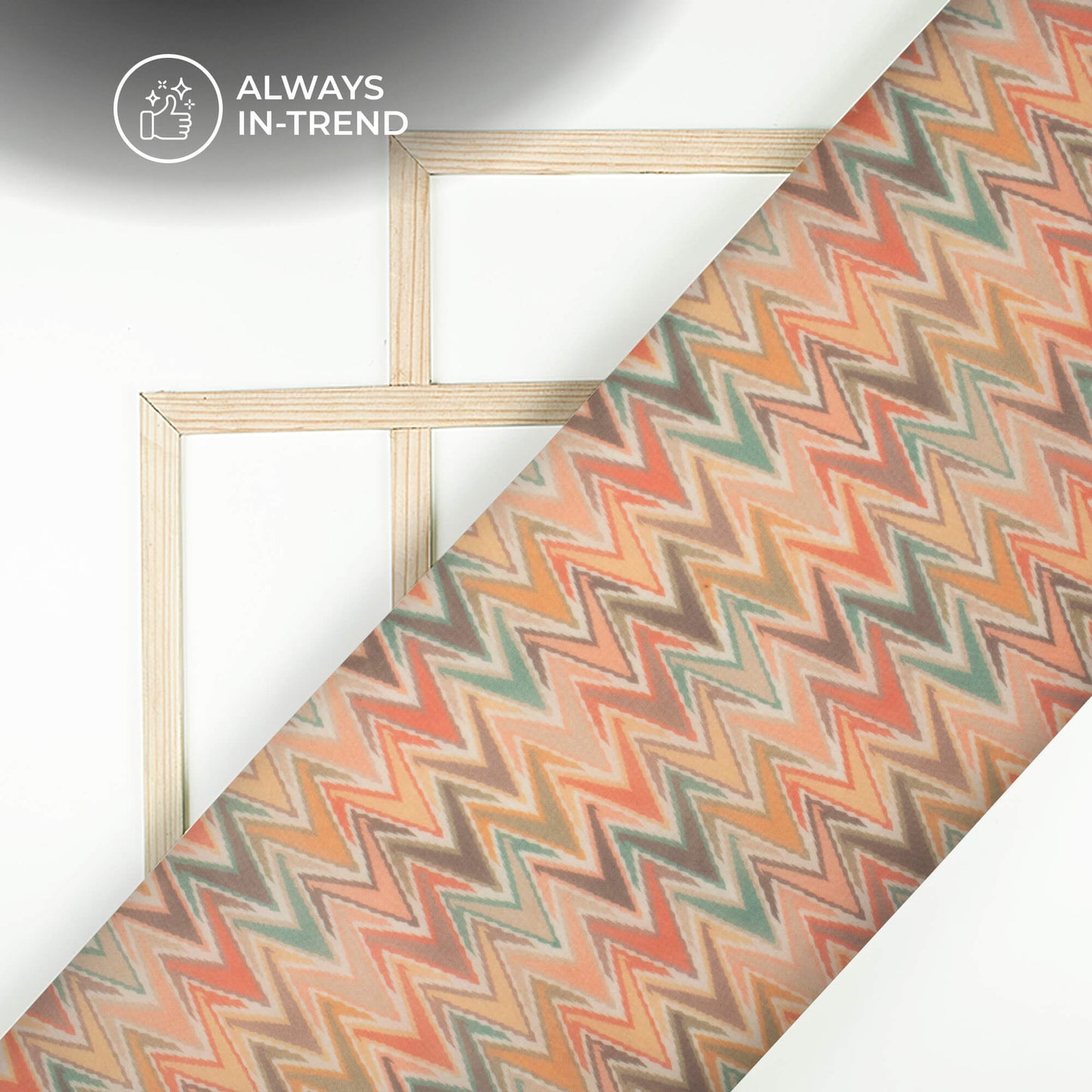 Multi Color Chevron Digital Print Matt Organza Fabric
