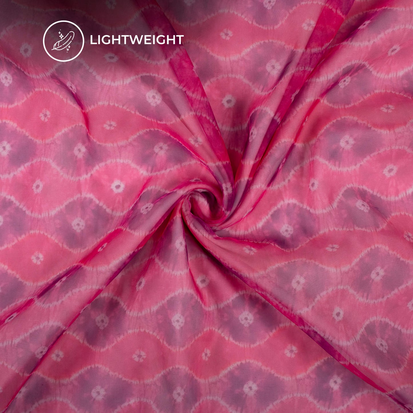 Fuscia Pink Bandhanii Digital Print Matt Organza Fabric