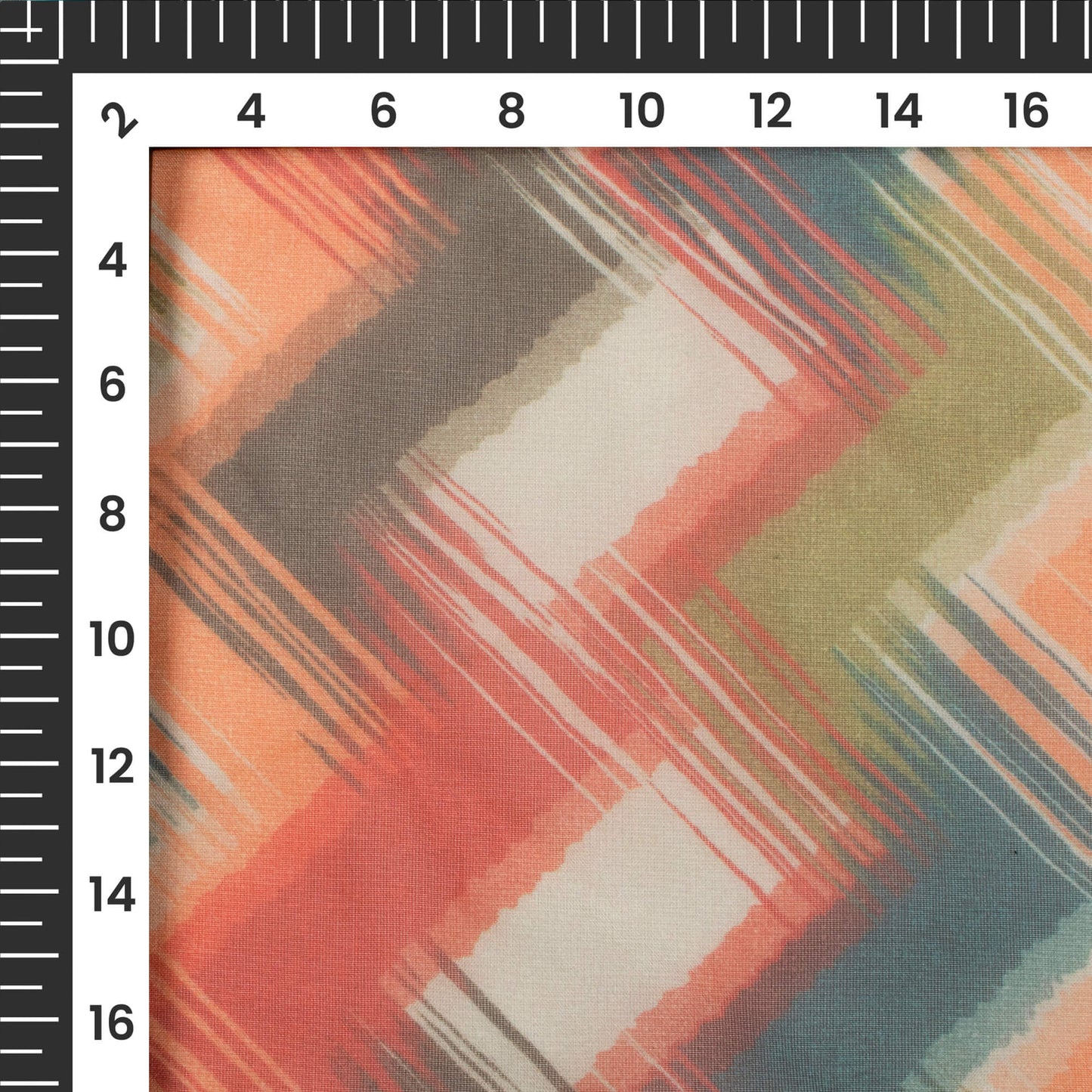Rust Orange Chevron Digital Print Matt Organza Fabric