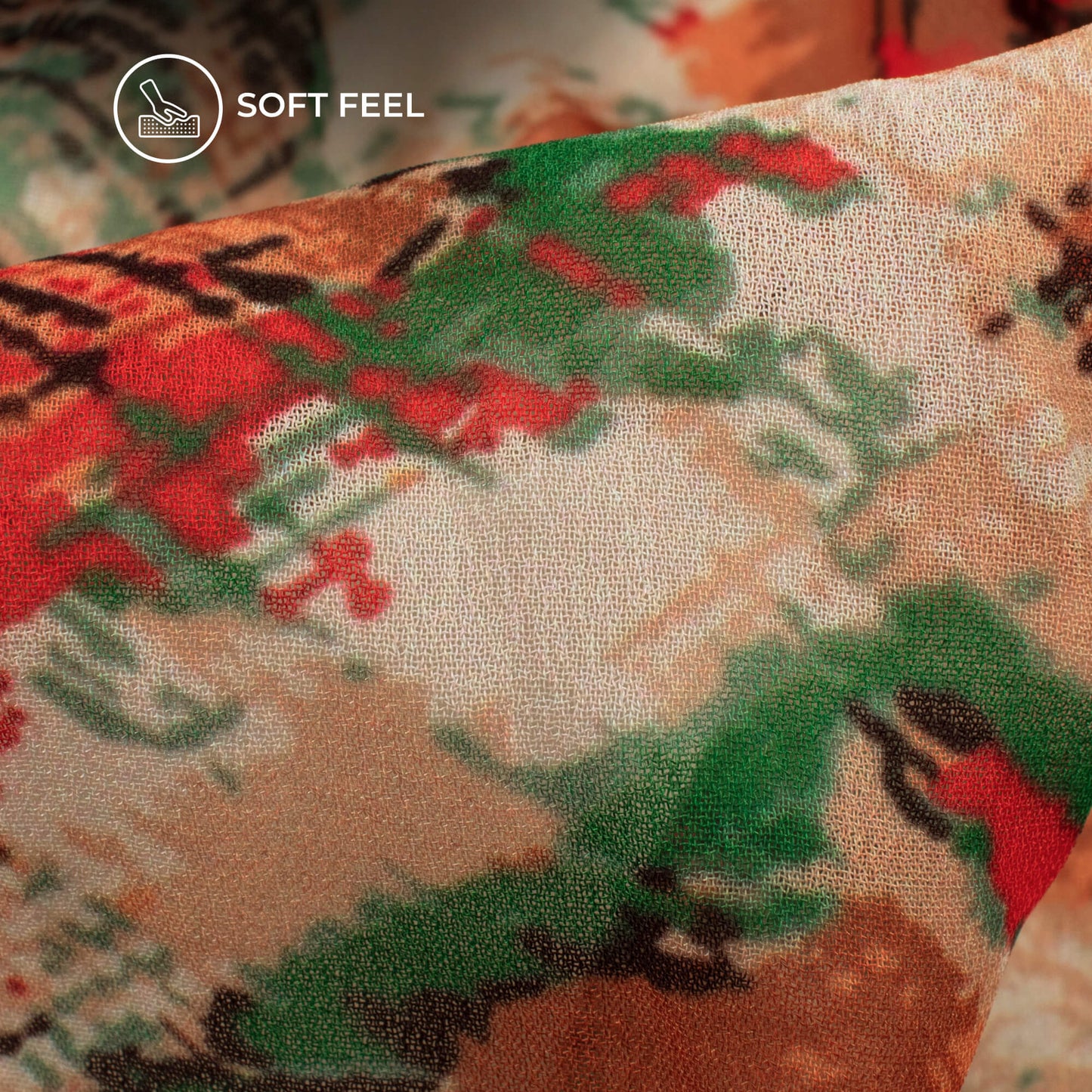 Cream Abstract Bandhanii Digital Print Georgette Fabric