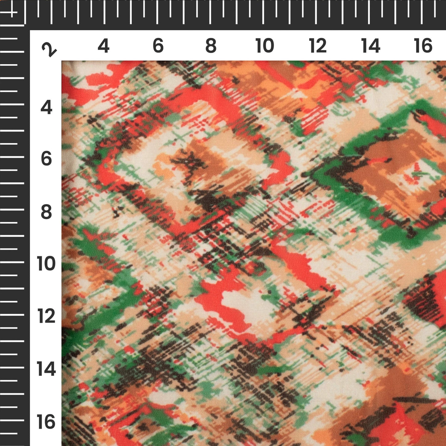 Cream Abstract Bandhanii Digital Print Georgette Fabric