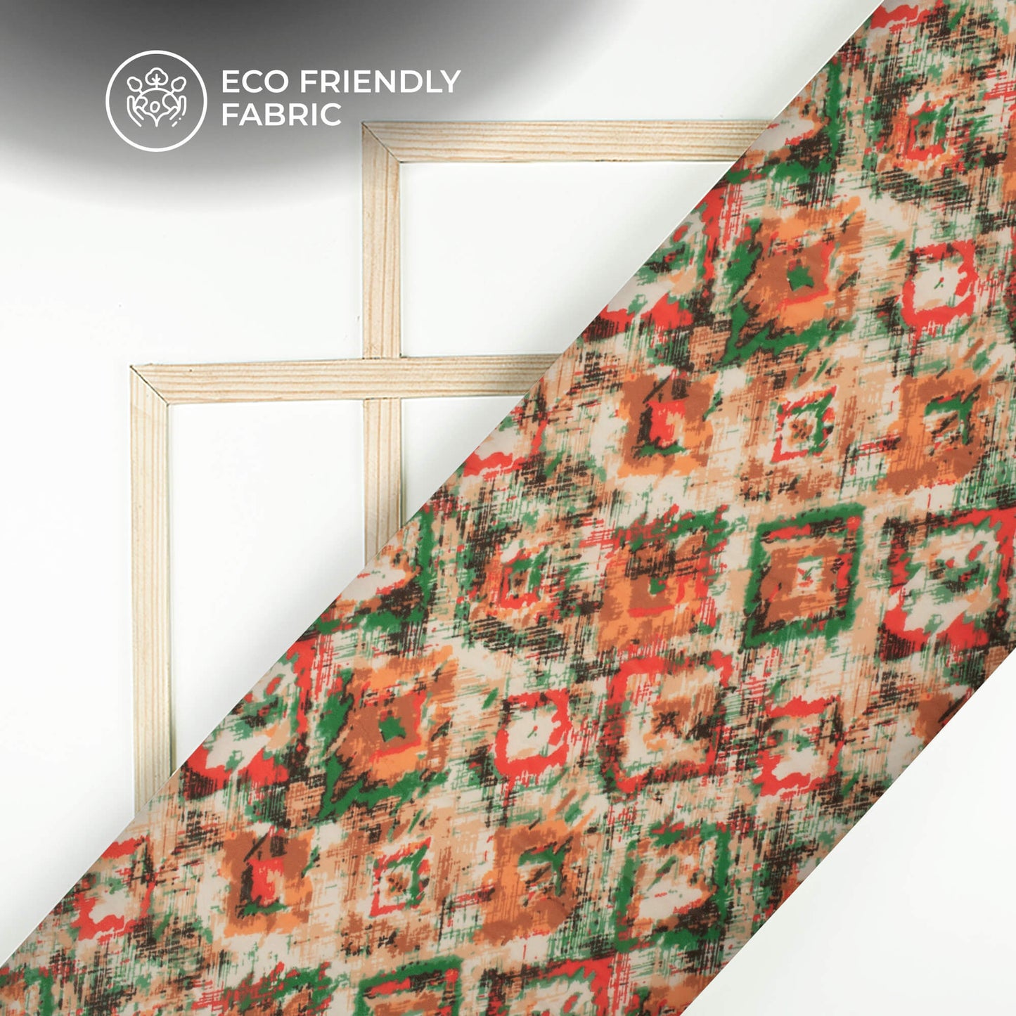 Cream Abstract Bandhanii Digital Print Georgette Fabric