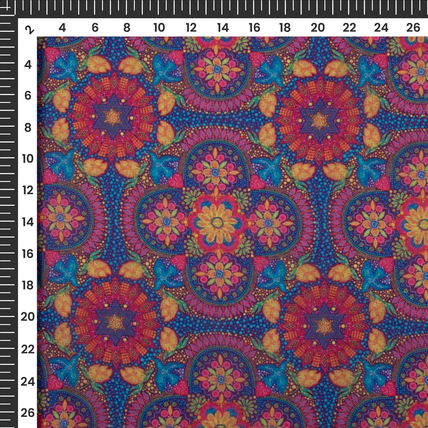 Violet Purple Floral Digital Print Georgette Satin Fabric