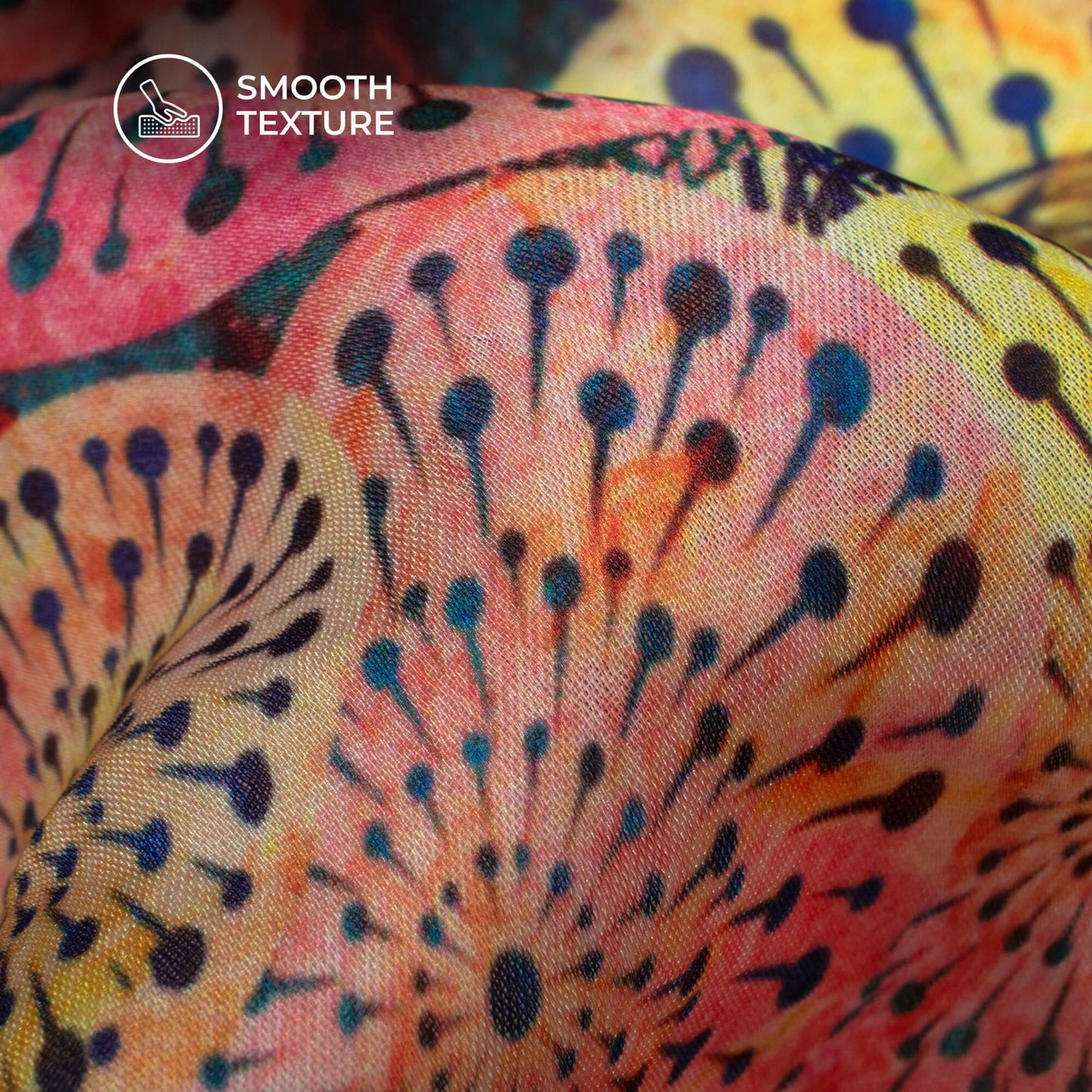 Multi-Color Geometrical Digital Print Georgette Satin Fabric