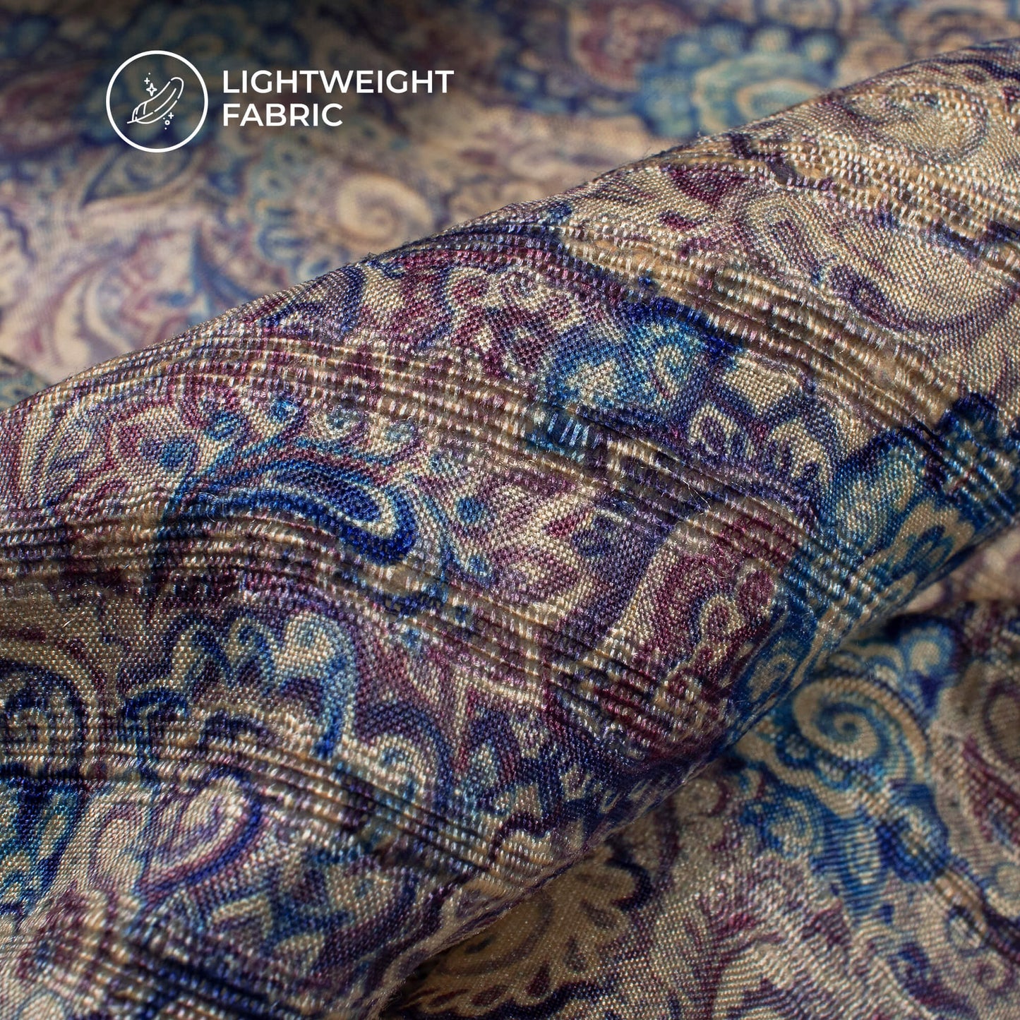 Vintage Paisley Digital Print Heritage Art Silk Fabric