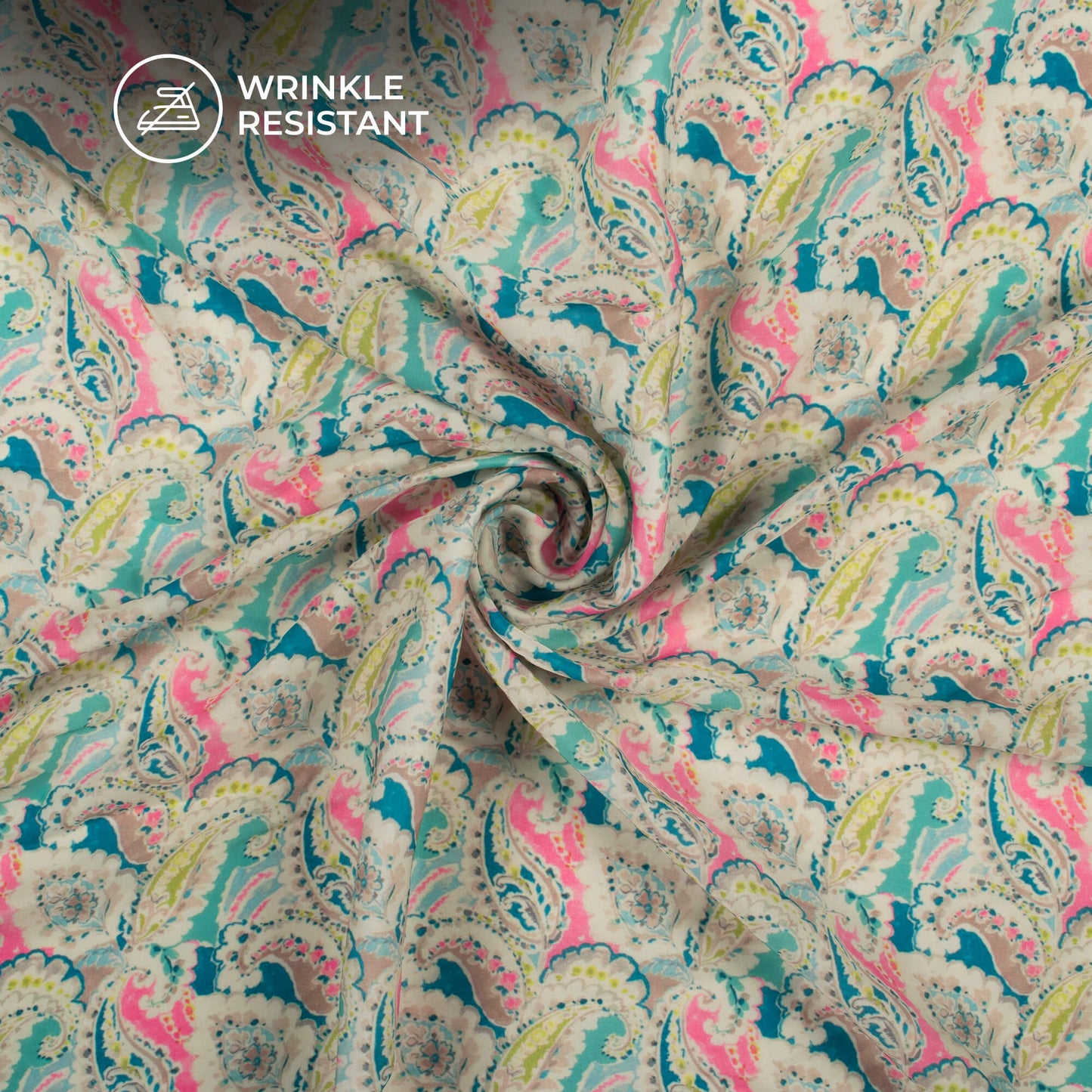Seamless Paisley Digital Print Imported Satin Fabric