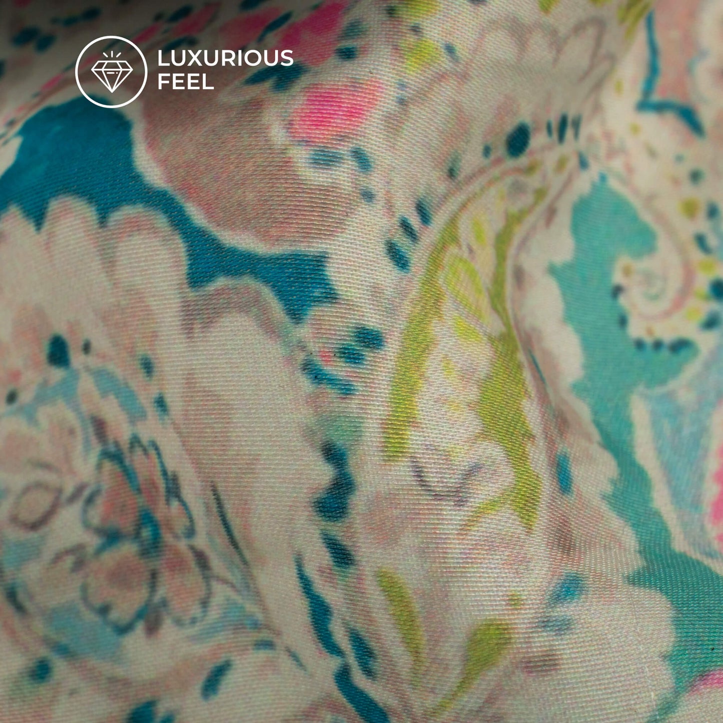 Seamless Paisley Digital Print Imported Satin Fabric