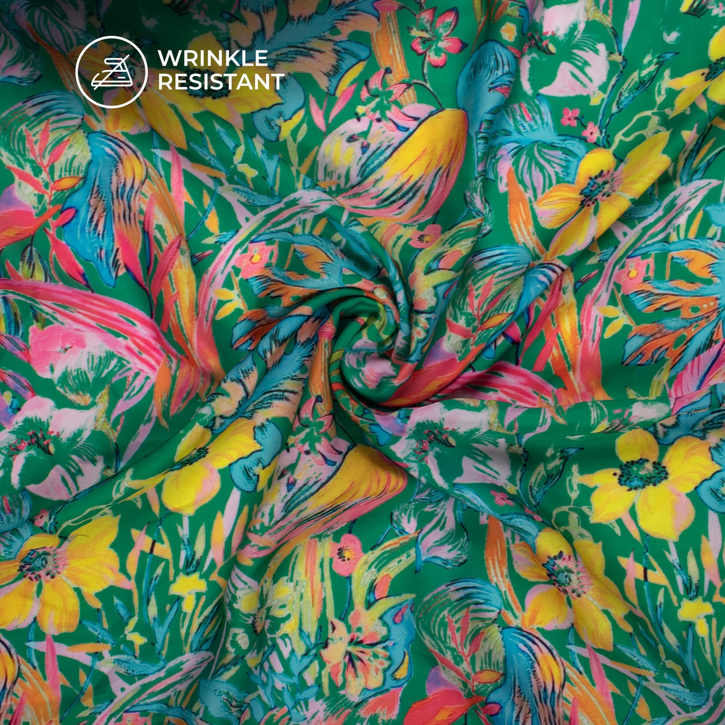 Vintage Floral Digital Print Imported Satin Fabric