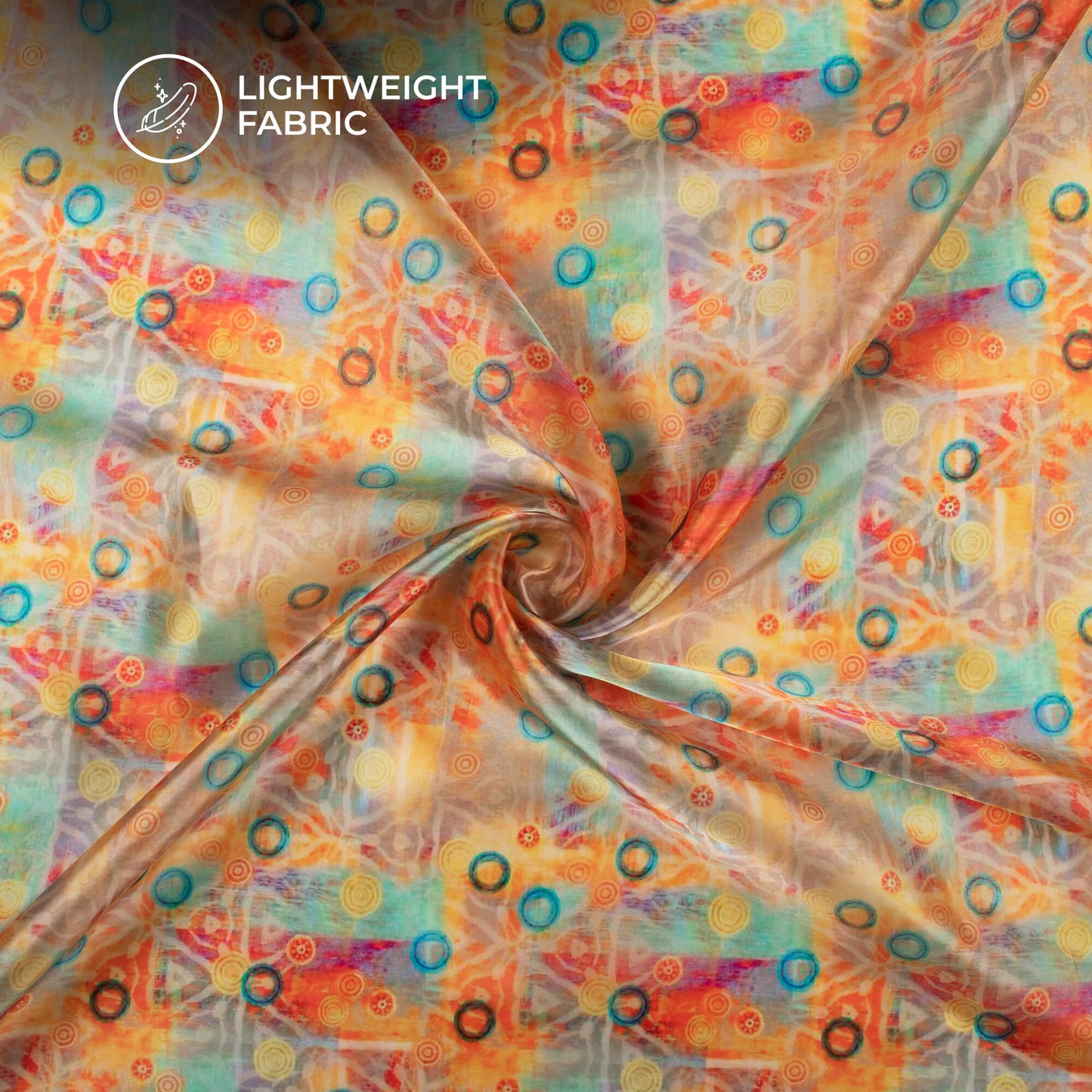 Multi-Color Bandhanii Digital Print Organza Satin Fabric