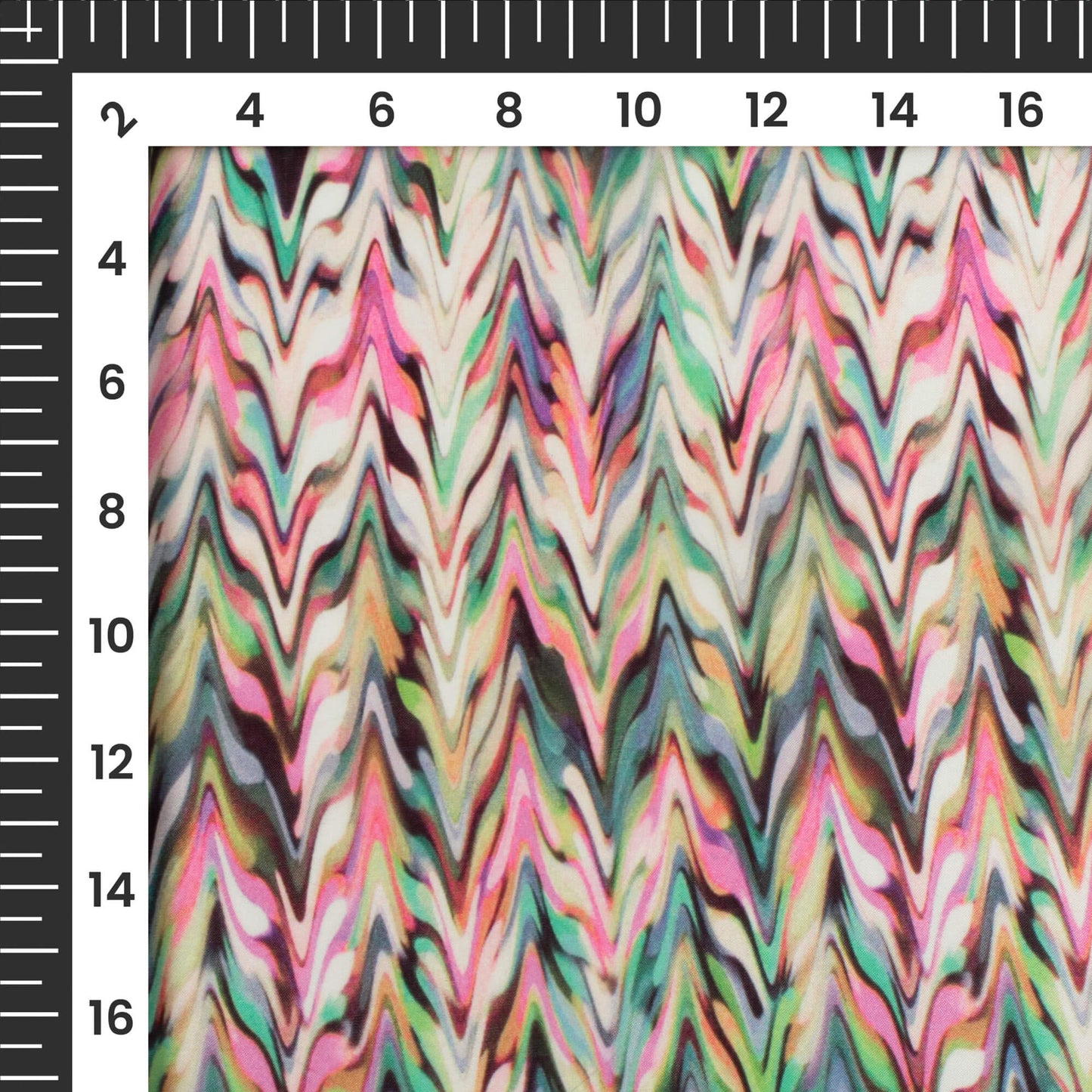 Fuscia Pink Chevron Digital Print Organza Satin Fabric