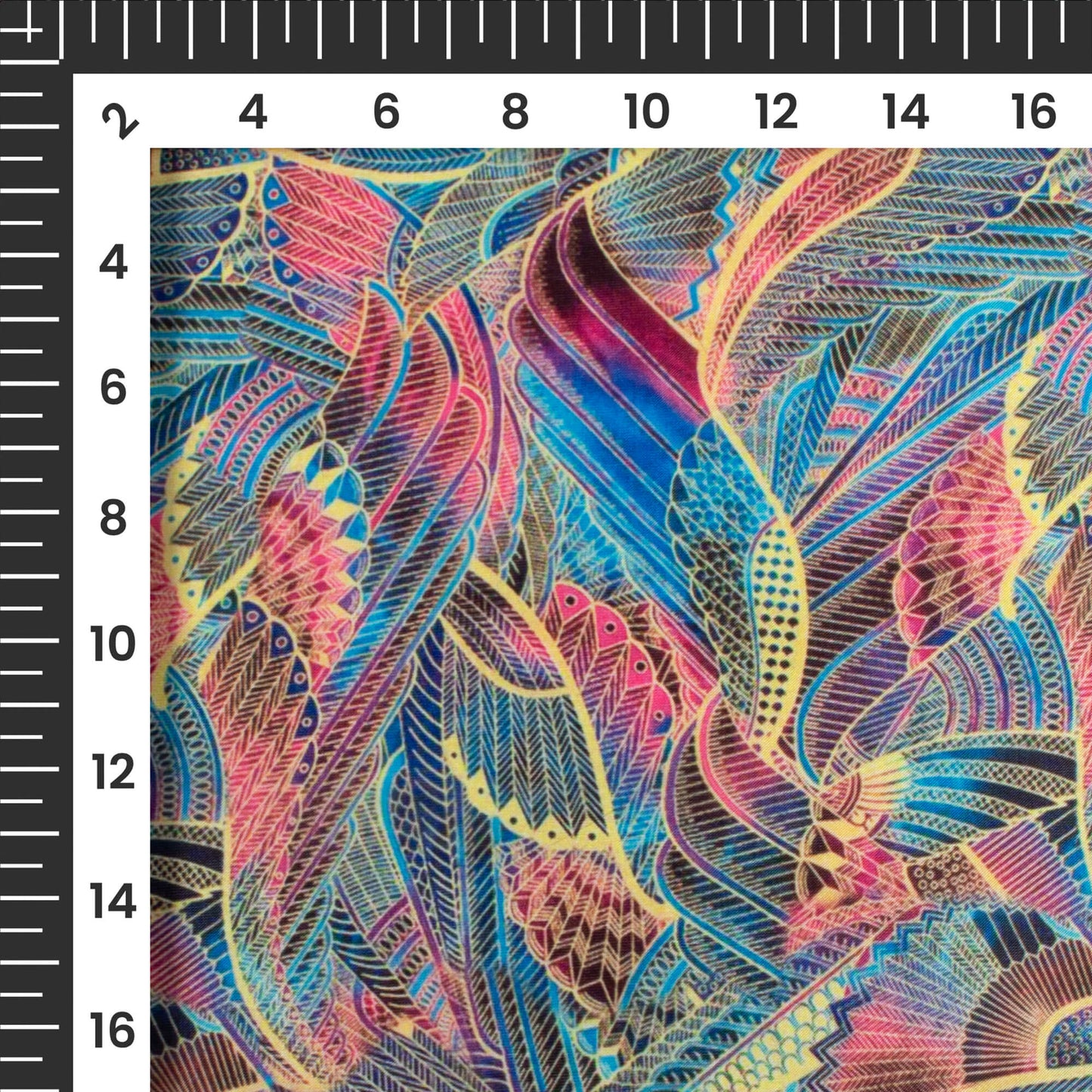 Fuscia Pink Abstract Digital Print Organza Satin Fabric