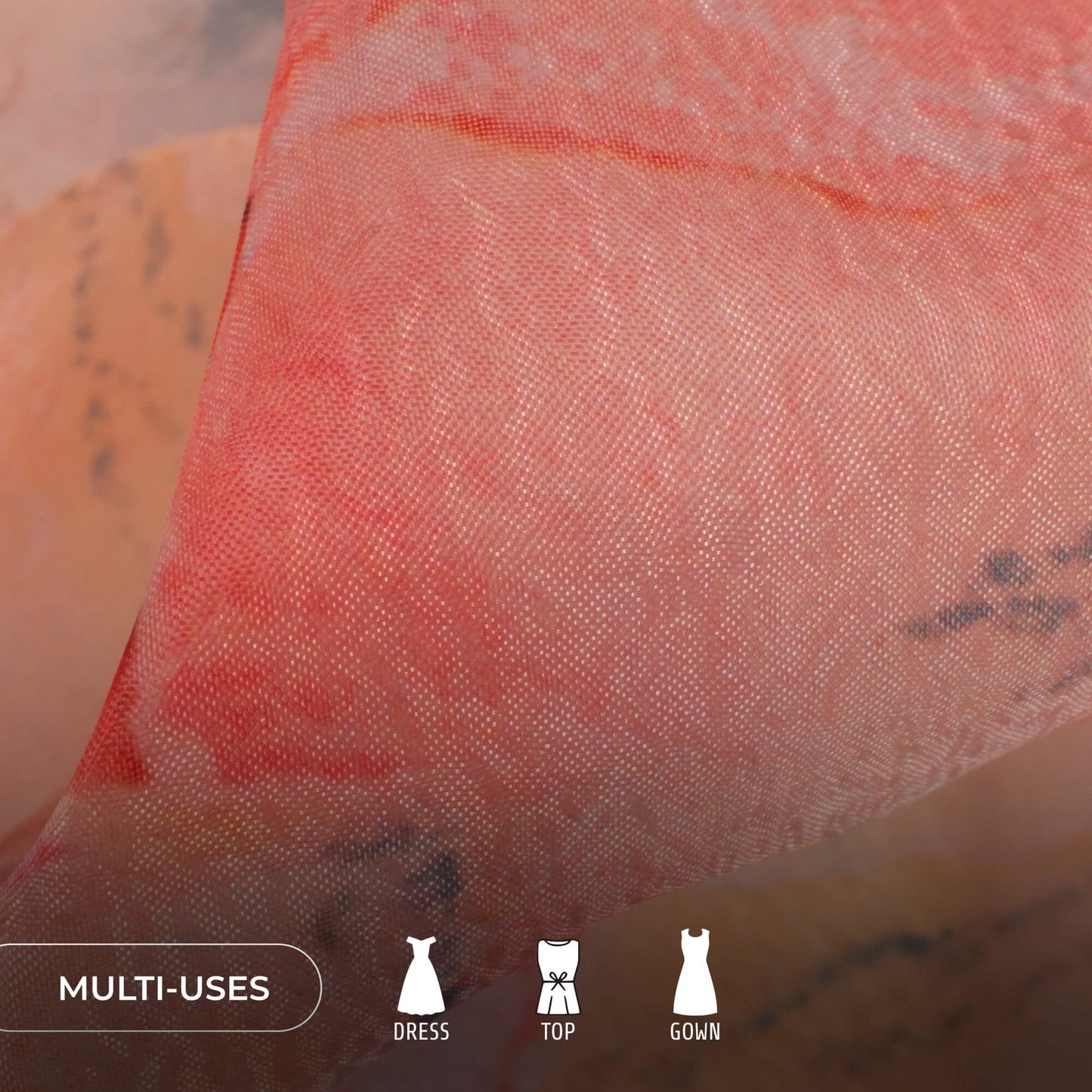 Baby Pink Tye And Dye Digital Print Organza Satin Fabric