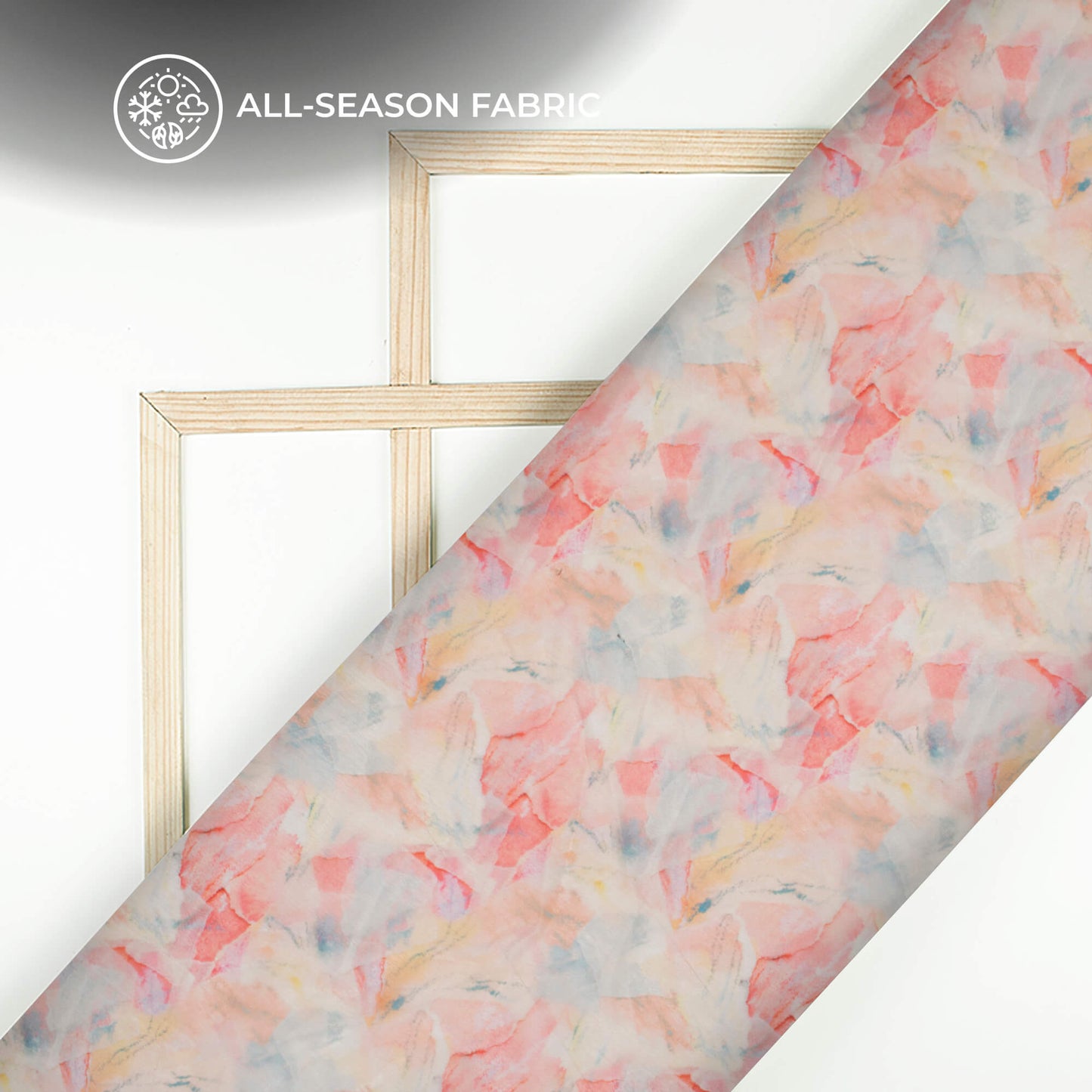 Baby Pink Tye And Dye Digital Print Organza Satin Fabric