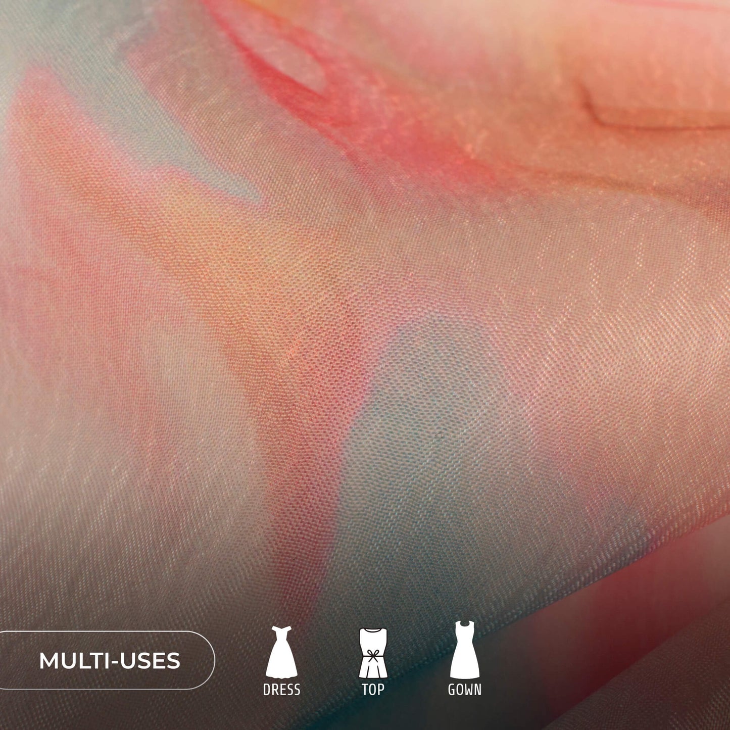 Peachy Pink Tye And Dye Digital Print Organza Satin Fabric