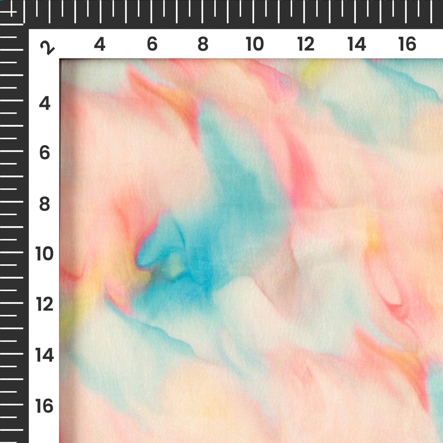 Peachy Pink Tye And Dye Digital Print Organza Satin Fabric