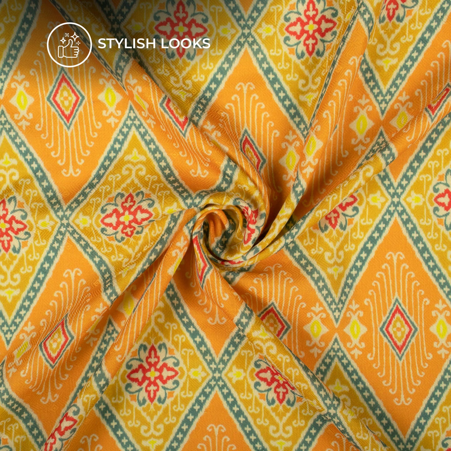 Orange Traditional Digital Print Elegant Blend Pashmina Fabric