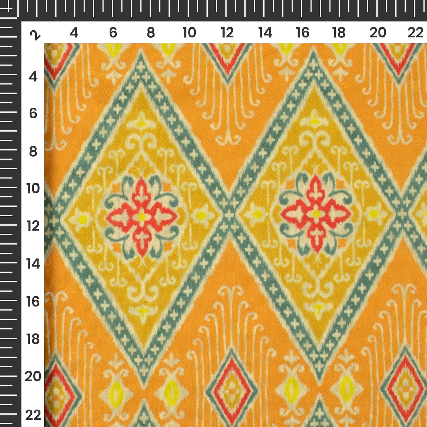 Orange Traditional Digital Print Elegant Blend Pashmina Fabric