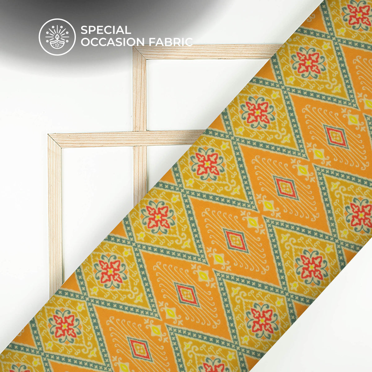 Orange Traditional Digital Print Elegant Blend Pashmina Fabric