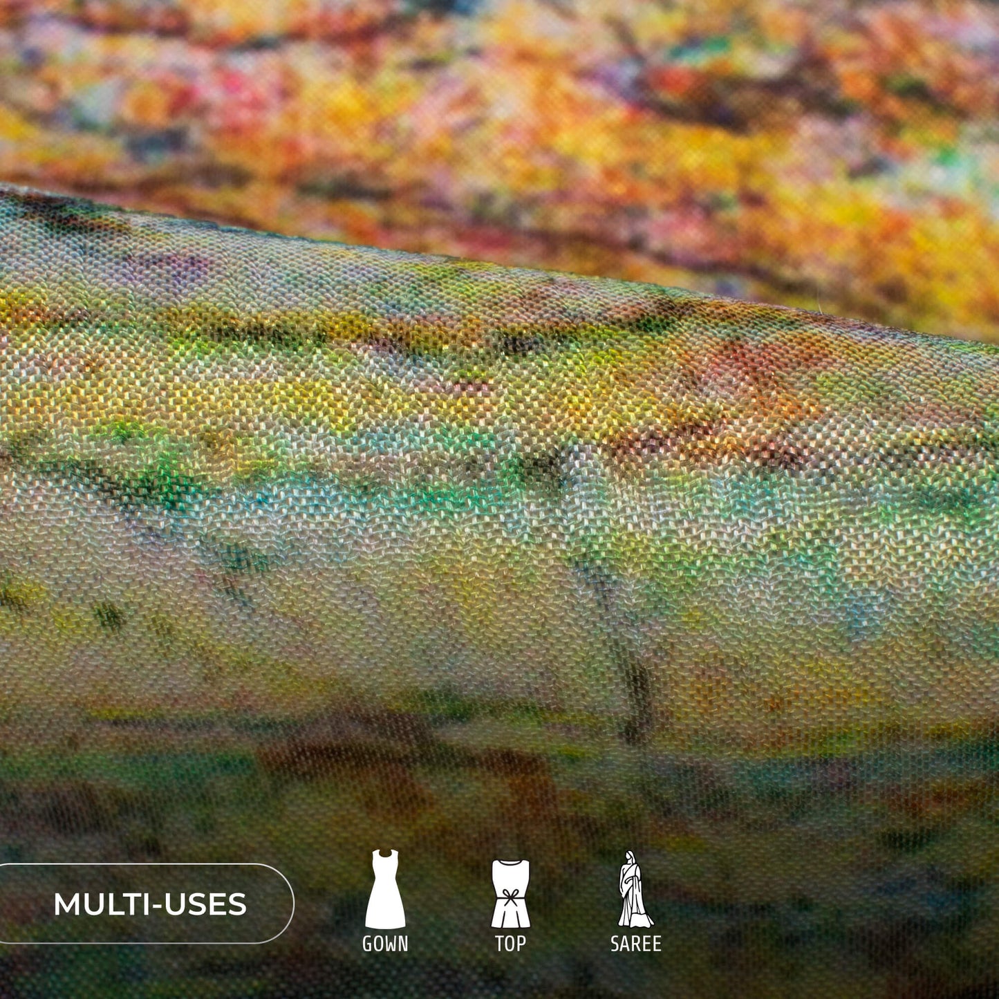 Multi Color Shiiborii Digital Print Poly Chinnon Chiffon Fabric