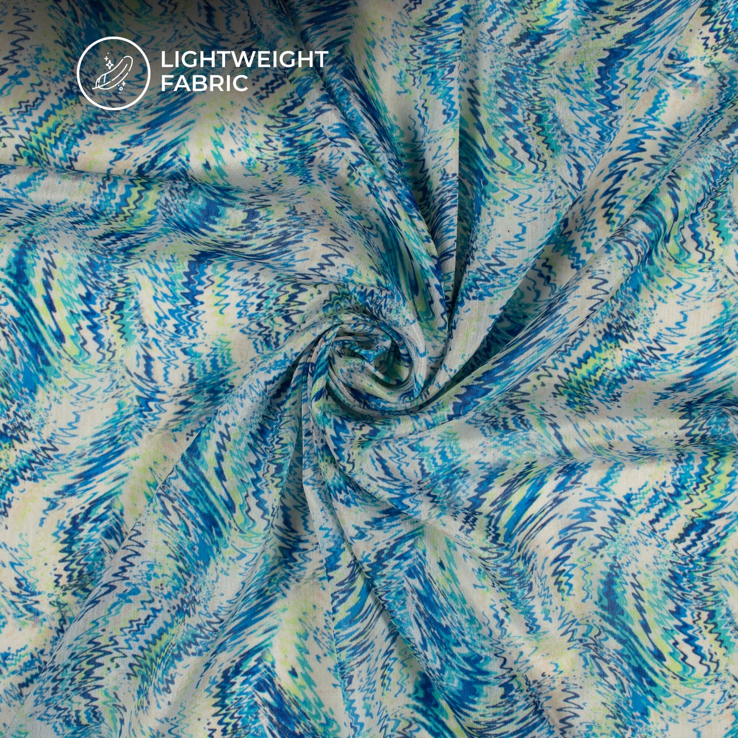 Blue Shiiborii Digital Print Poly Chinnon Chiffon Fabric