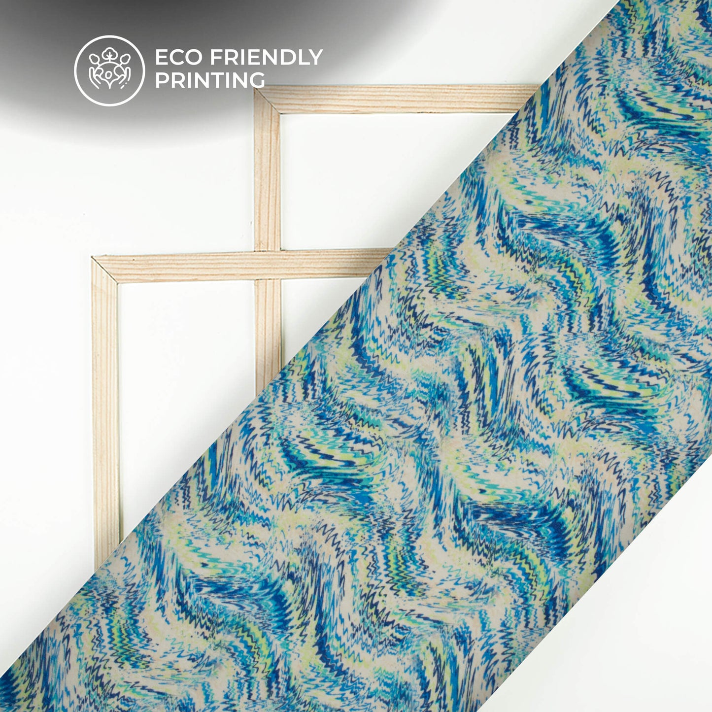 Blue Shiiborii Digital Print Poly Chinnon Chiffon Fabric