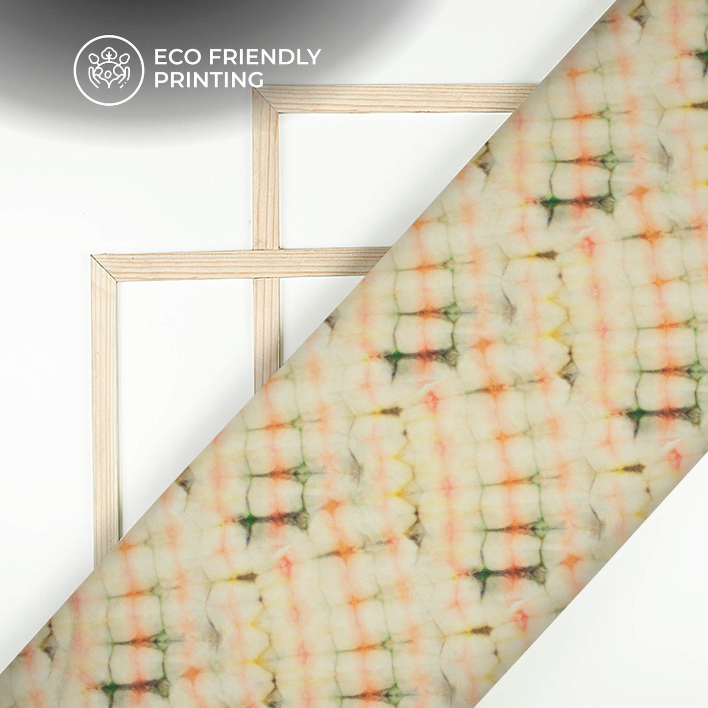 Crayola Peach Shiiborii Digital Print Poly Chinnon Chiffon Fabric