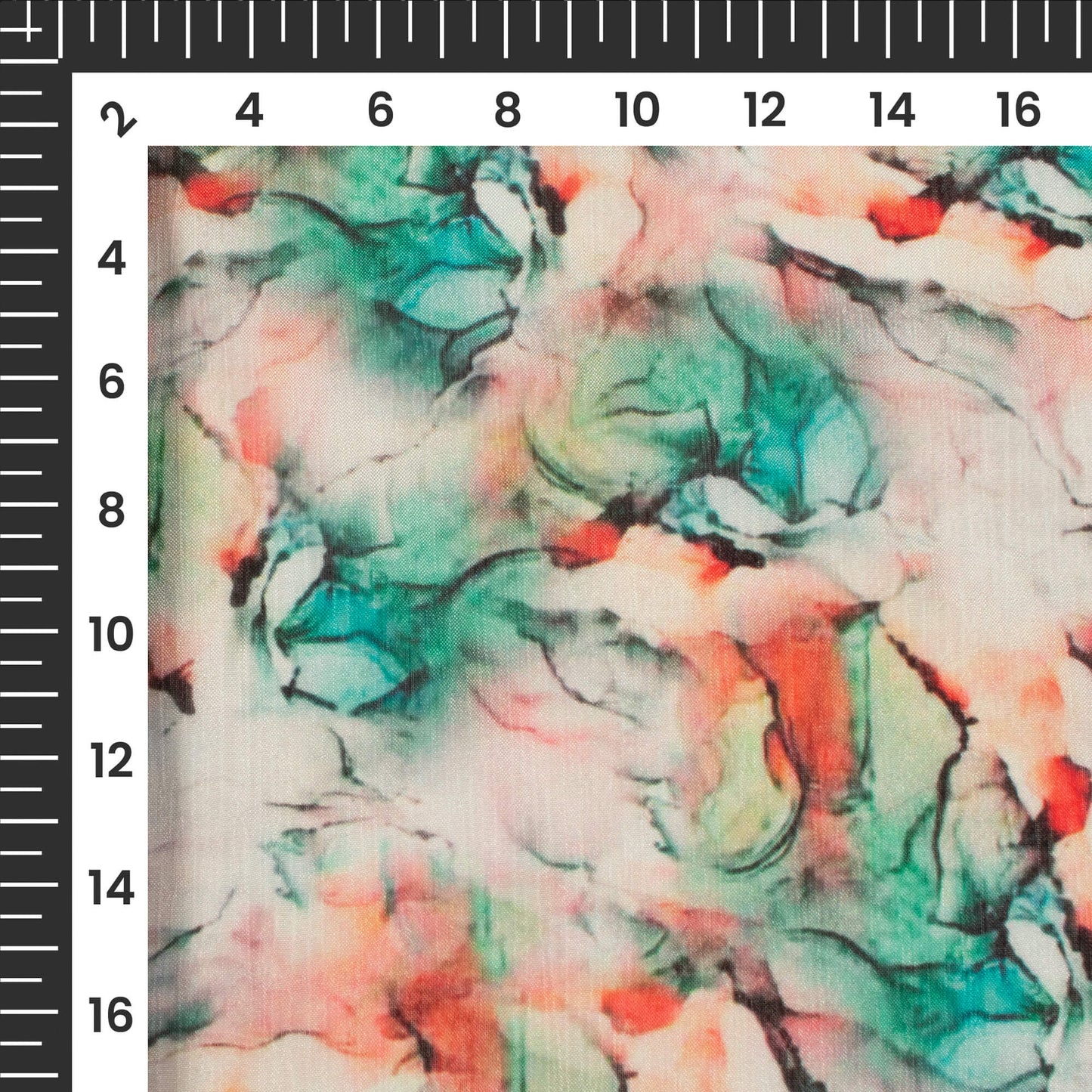 Teal Green Tye And Dye Digital Print Poly Chinnon Chiffon Fabric